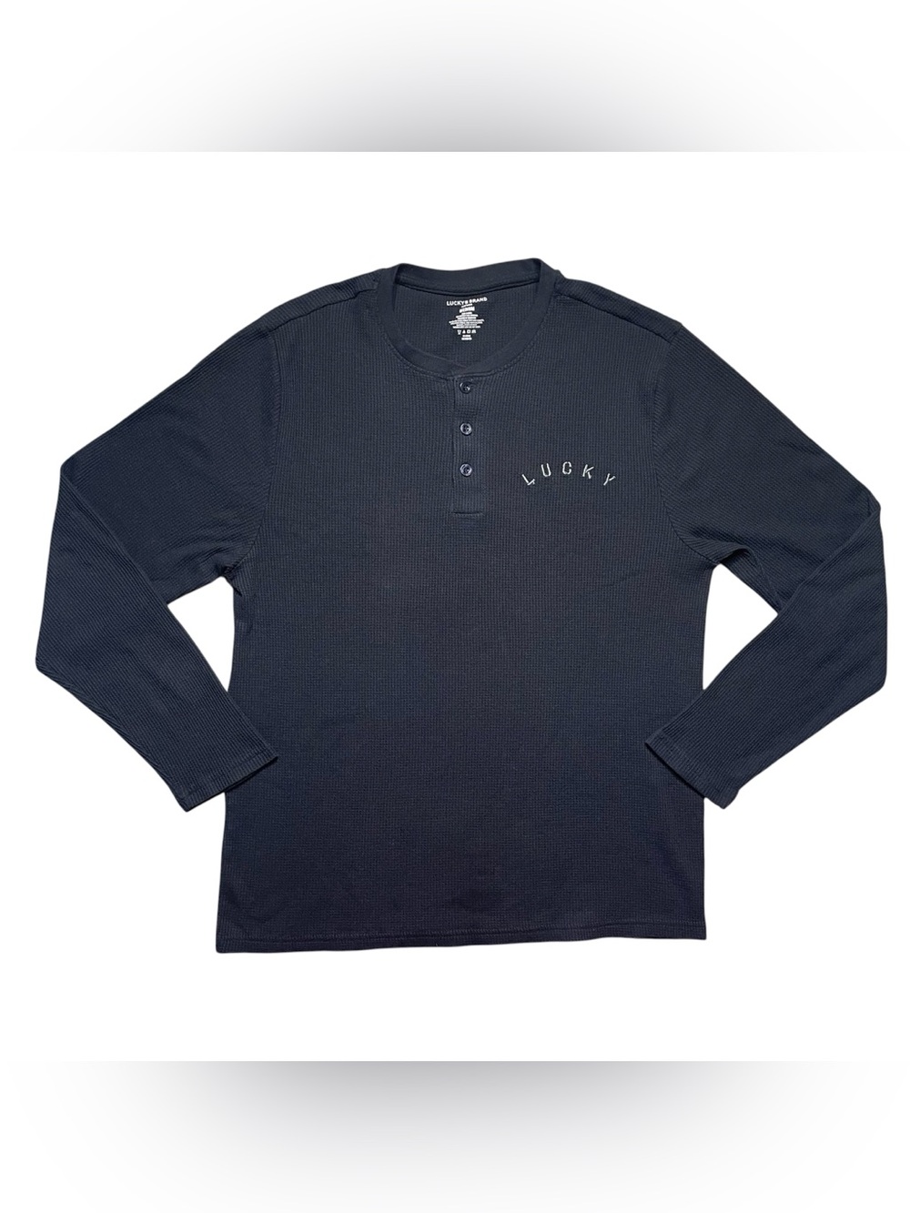 Lucky Brand sleepwear black waffle knit long sleeve shirt top